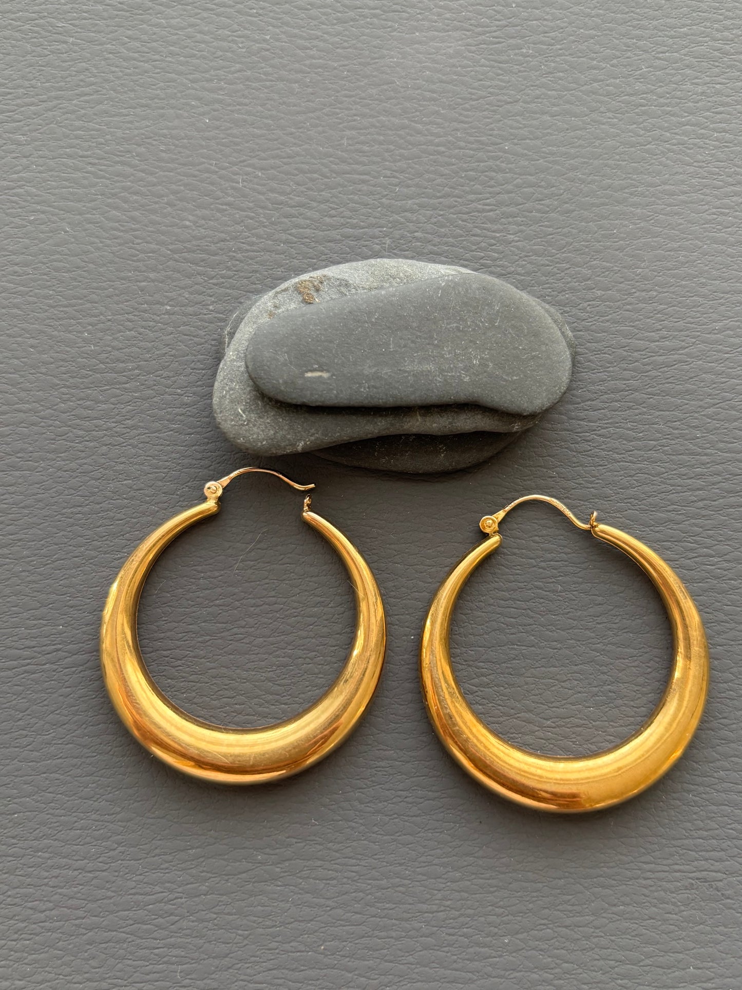 Vintage 9k Gold Large Hoop Earrings