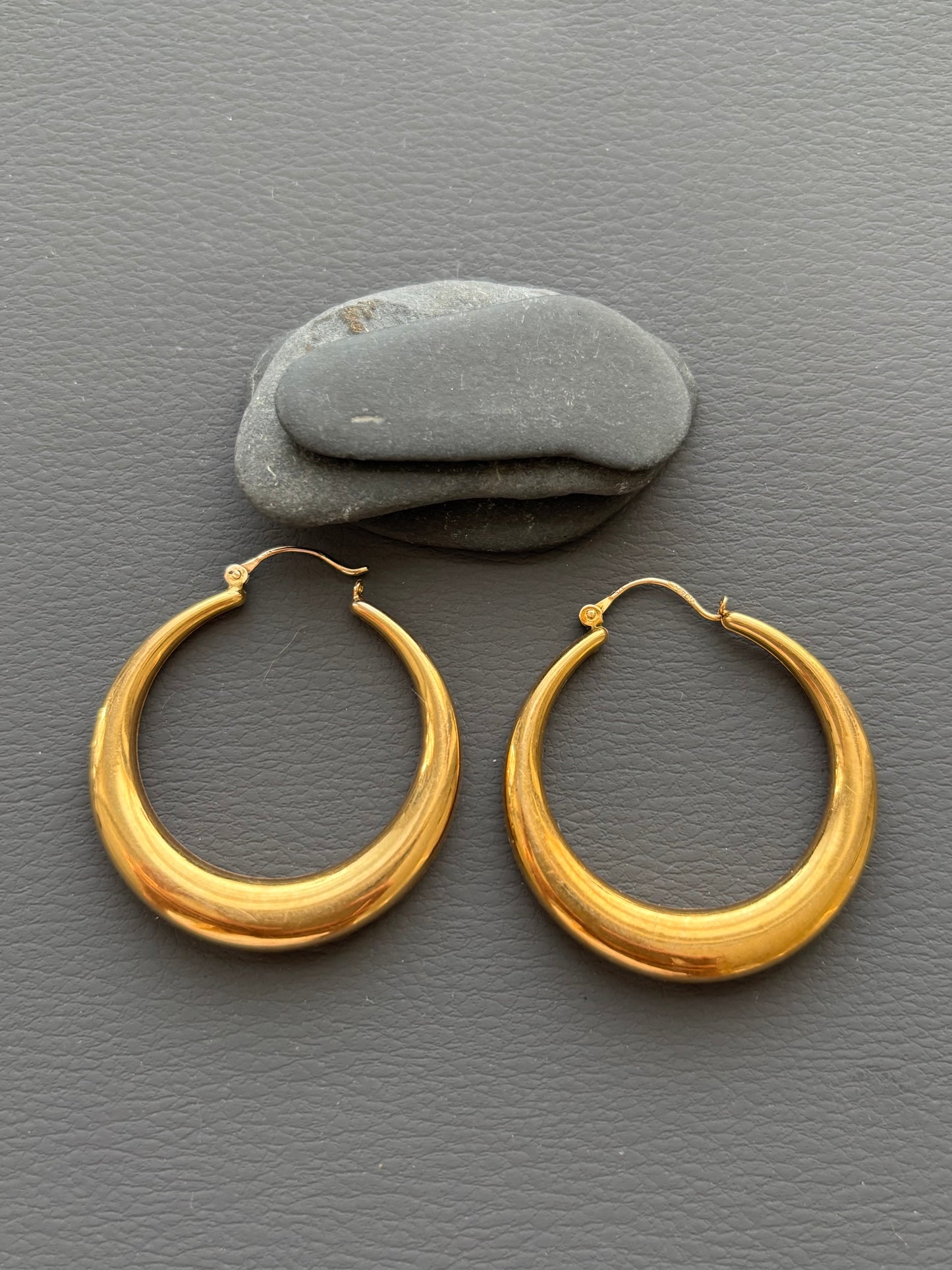 Vintage 9k Gold Large Hoop Earrings