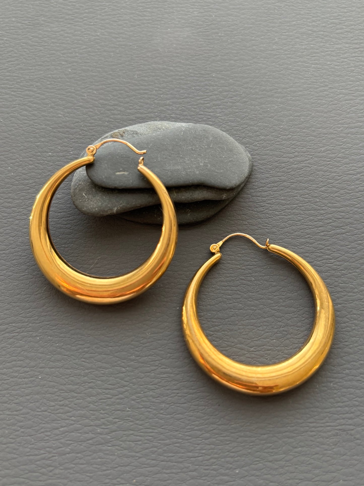 Vintage 9k Gold Large Hoop Earrings