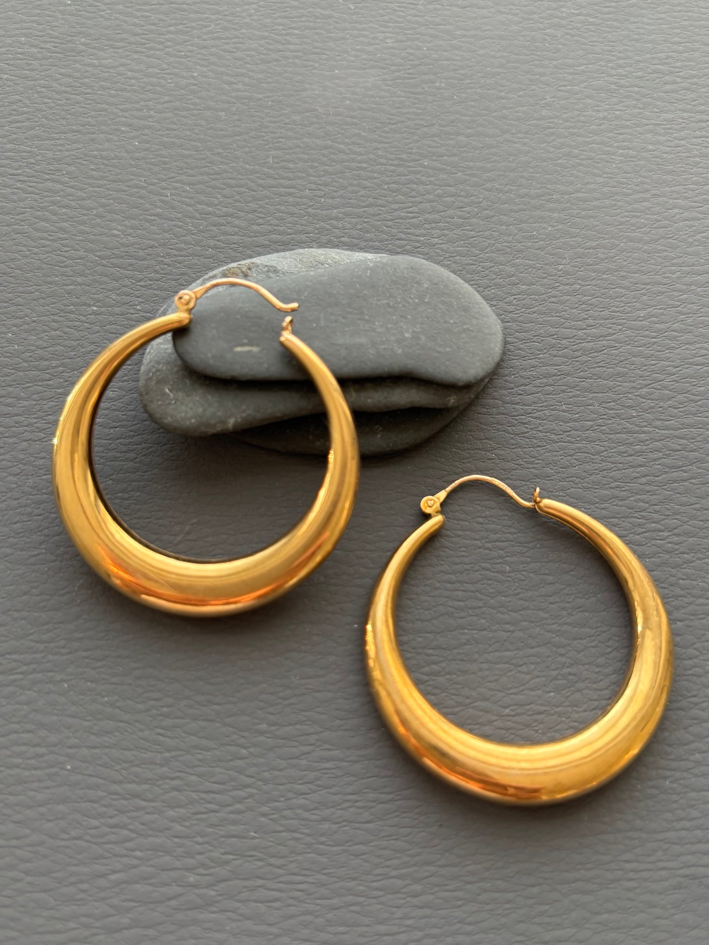 Vintage 9k Gold Large Hoop Earrings