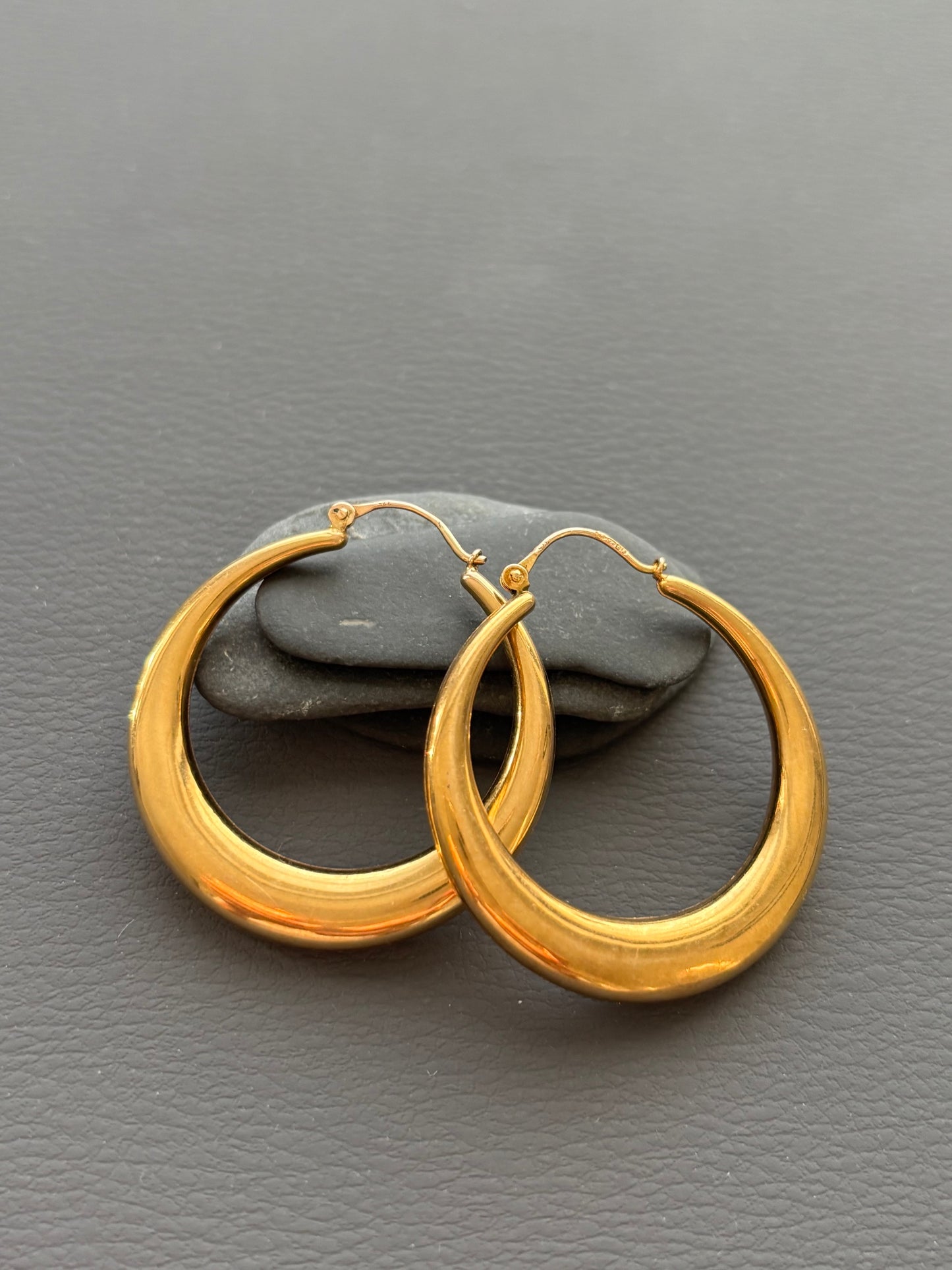 Vintage 9k Gold Large Hoop Earrings