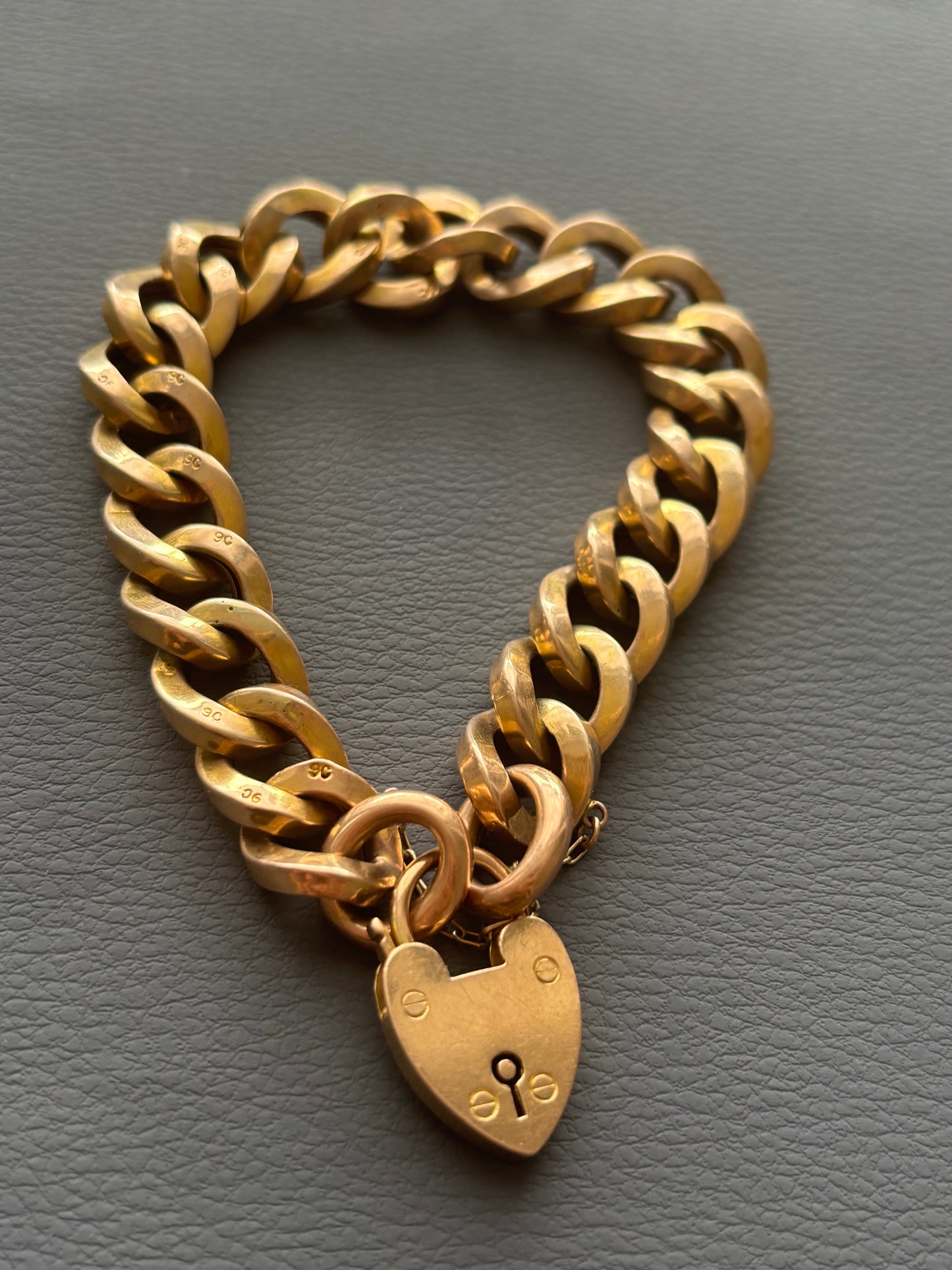 Antique 9k Gold Chunky Curb Bracelet