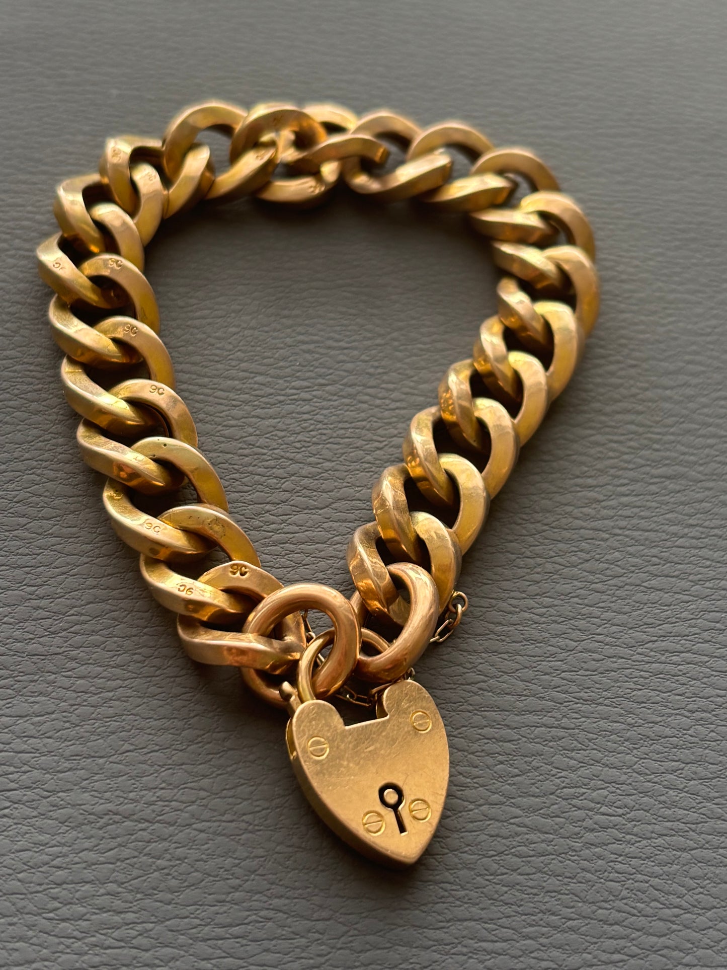 Antique 9k Gold Chunky Curb Bracelet