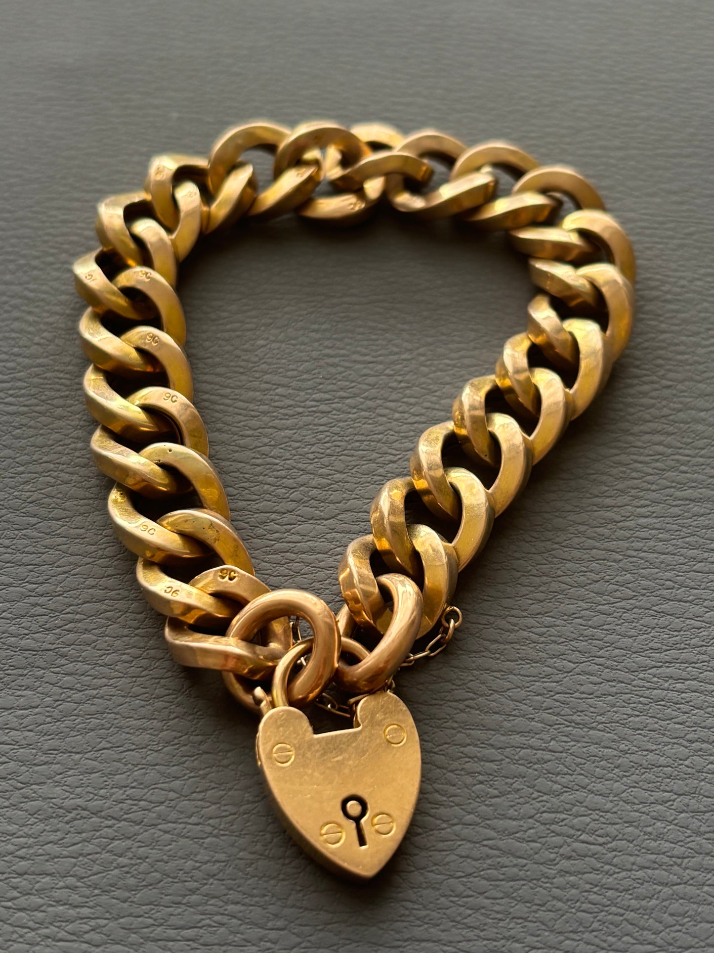 Antique 9k Gold Chunky Curb Bracelet