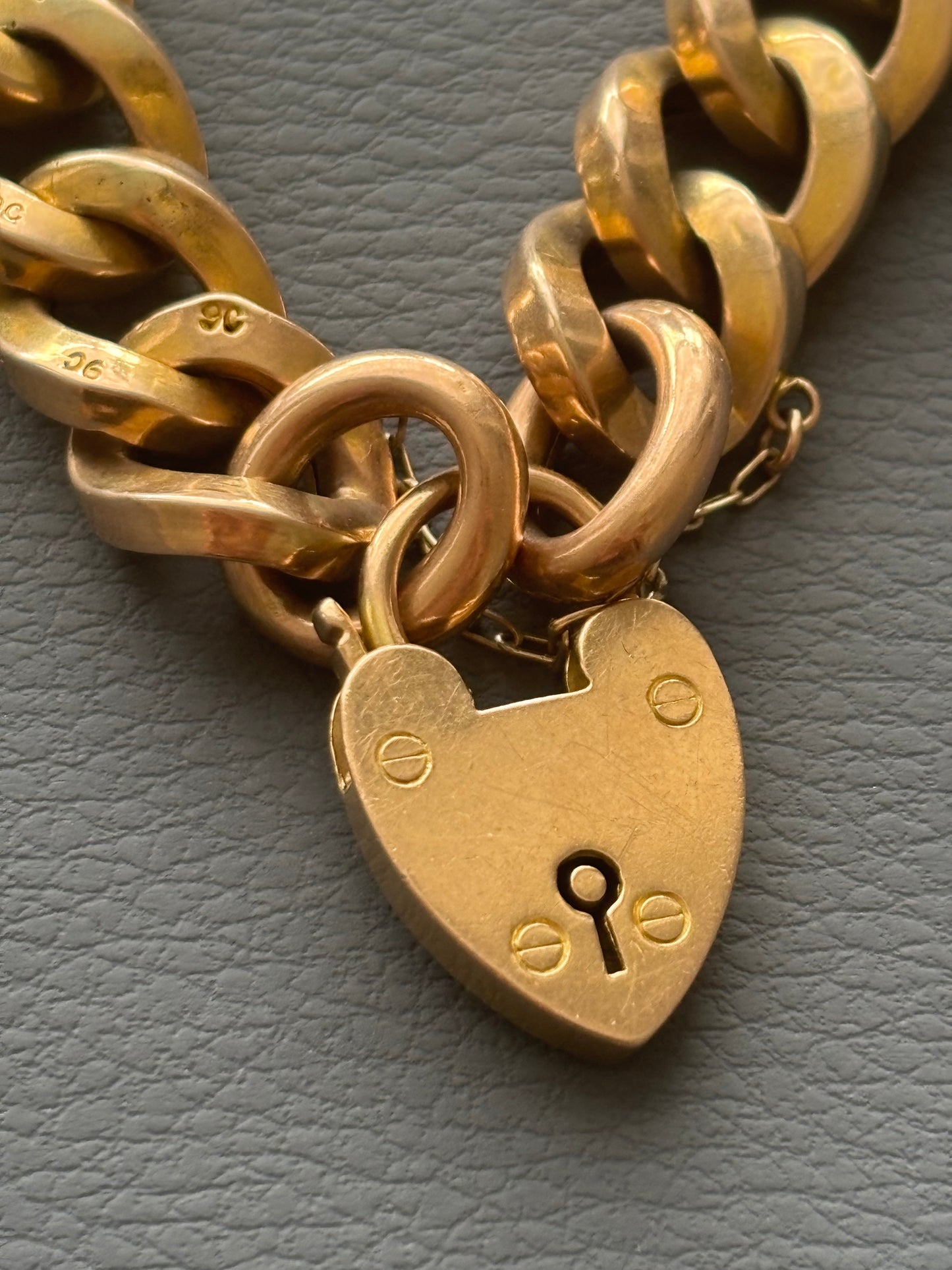 Antique 9k Gold Chunky Curb Bracelet
