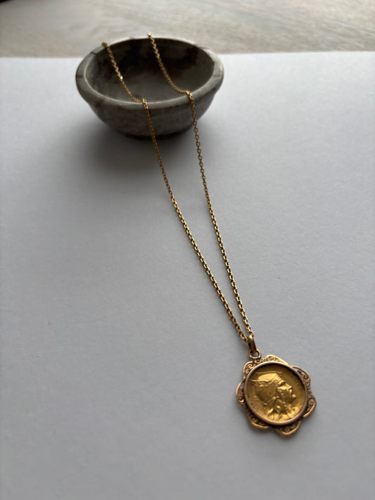 18k Gold Viking Coin Pendant on a Gorgeous 18k Gold Chain