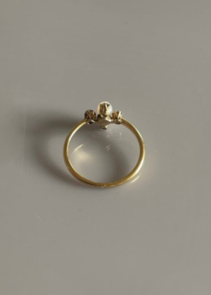 Edwardian 18ct Gold Diamond & Seed Pearl Ring