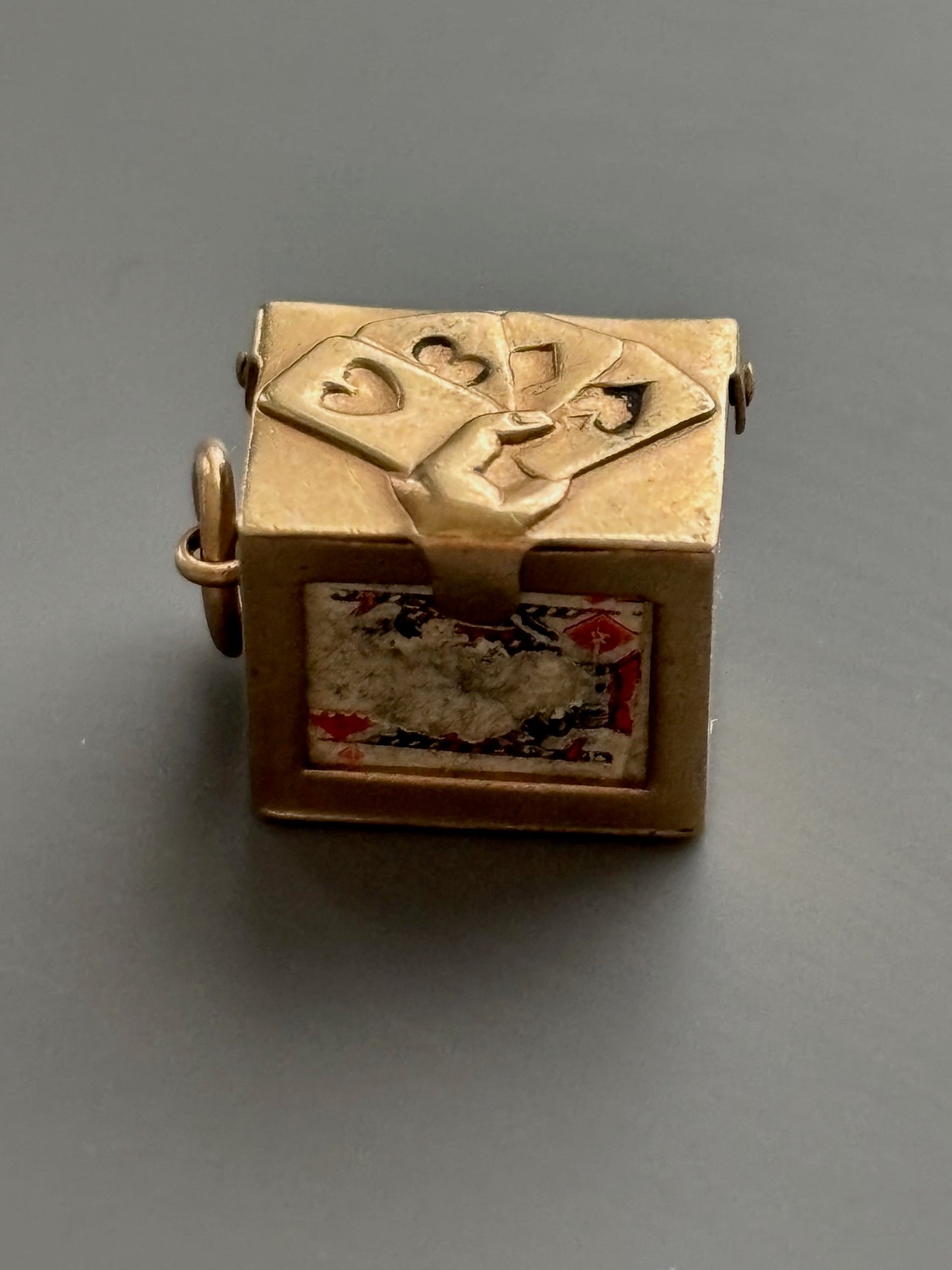 9k Gold Mini Charm / Pendant Box of Playing Cards Georg Jensen