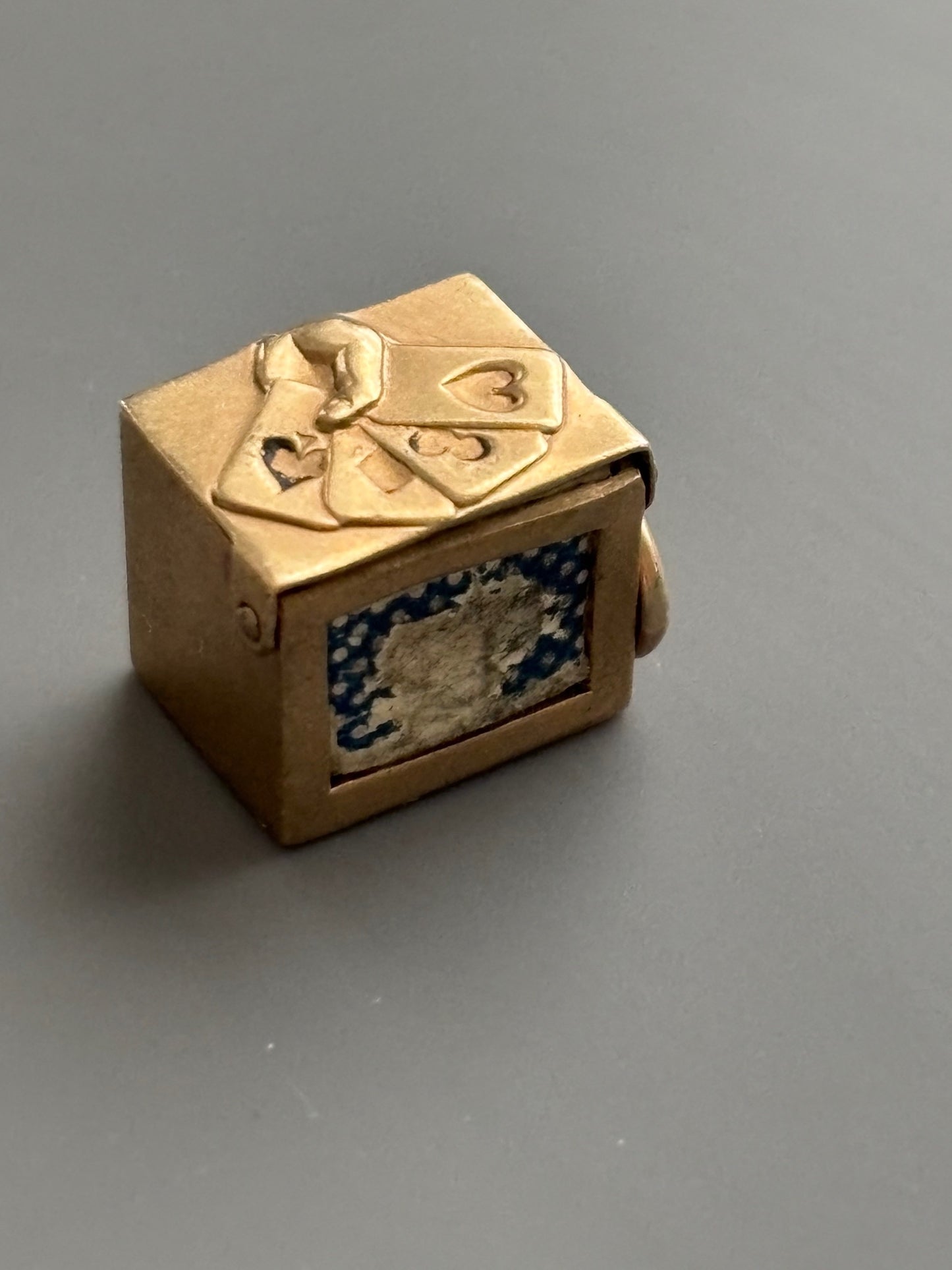 9k Gold Mini Charm / Pendant Box of Playing Cards Georg Jensen