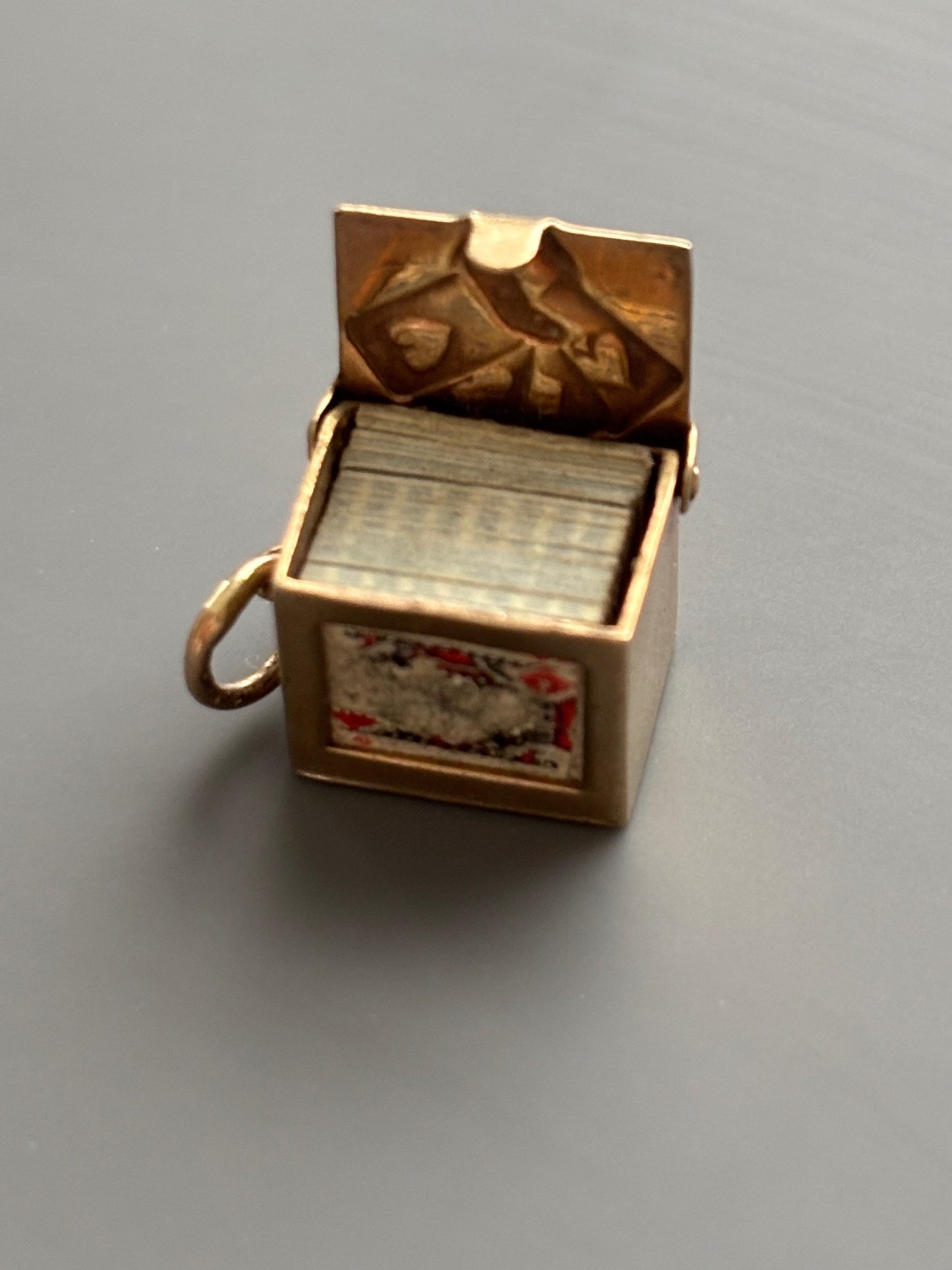 9k Gold Mini Charm / Pendant Box of Playing Cards Georg Jensen