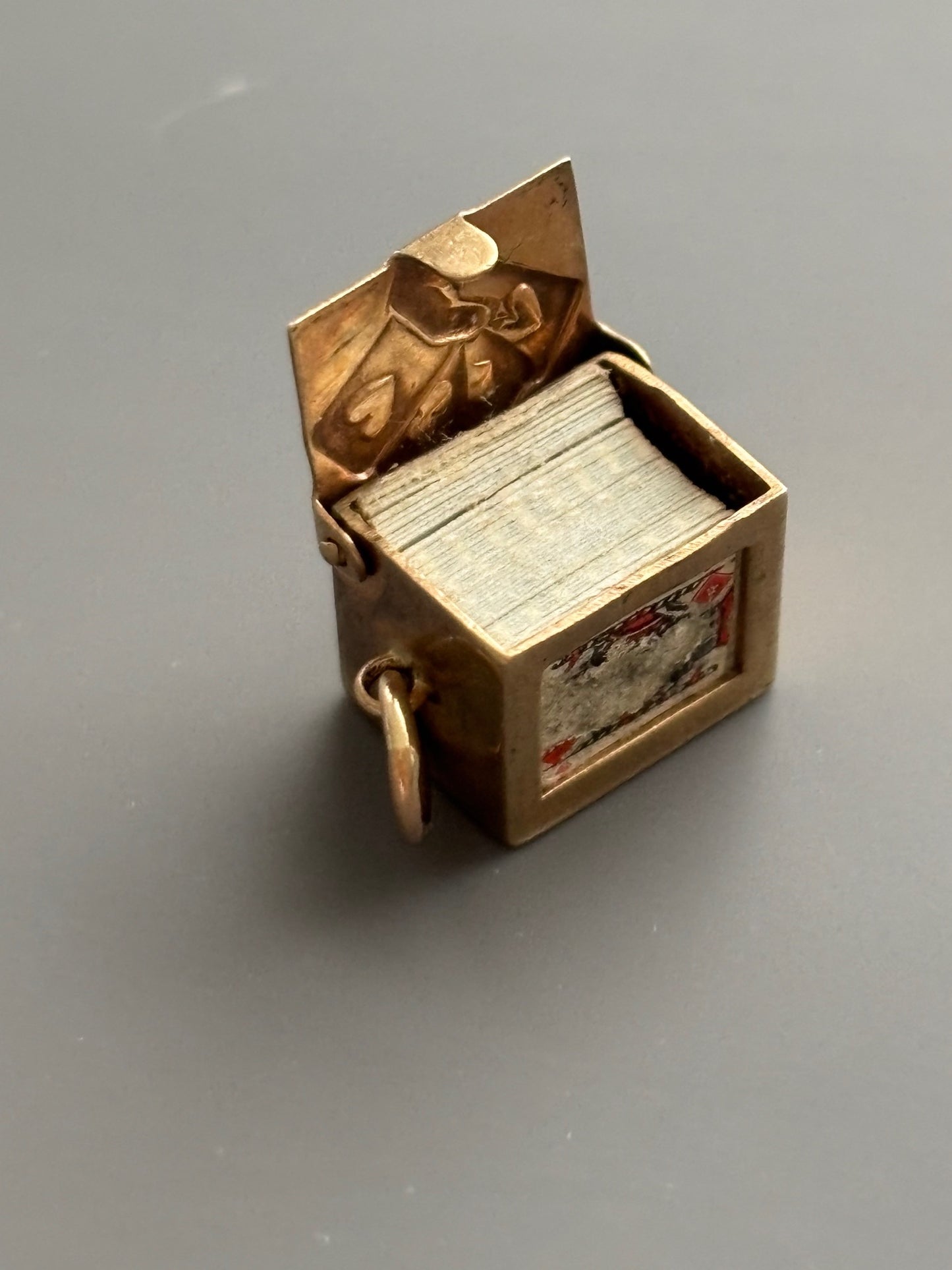 9k Gold Mini Charm / Pendant Box of Playing Cards Georg Jensen