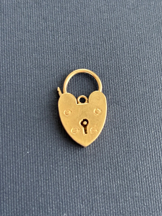 Vintage 9k Gold Large Heart Lock / Padlock Pendant