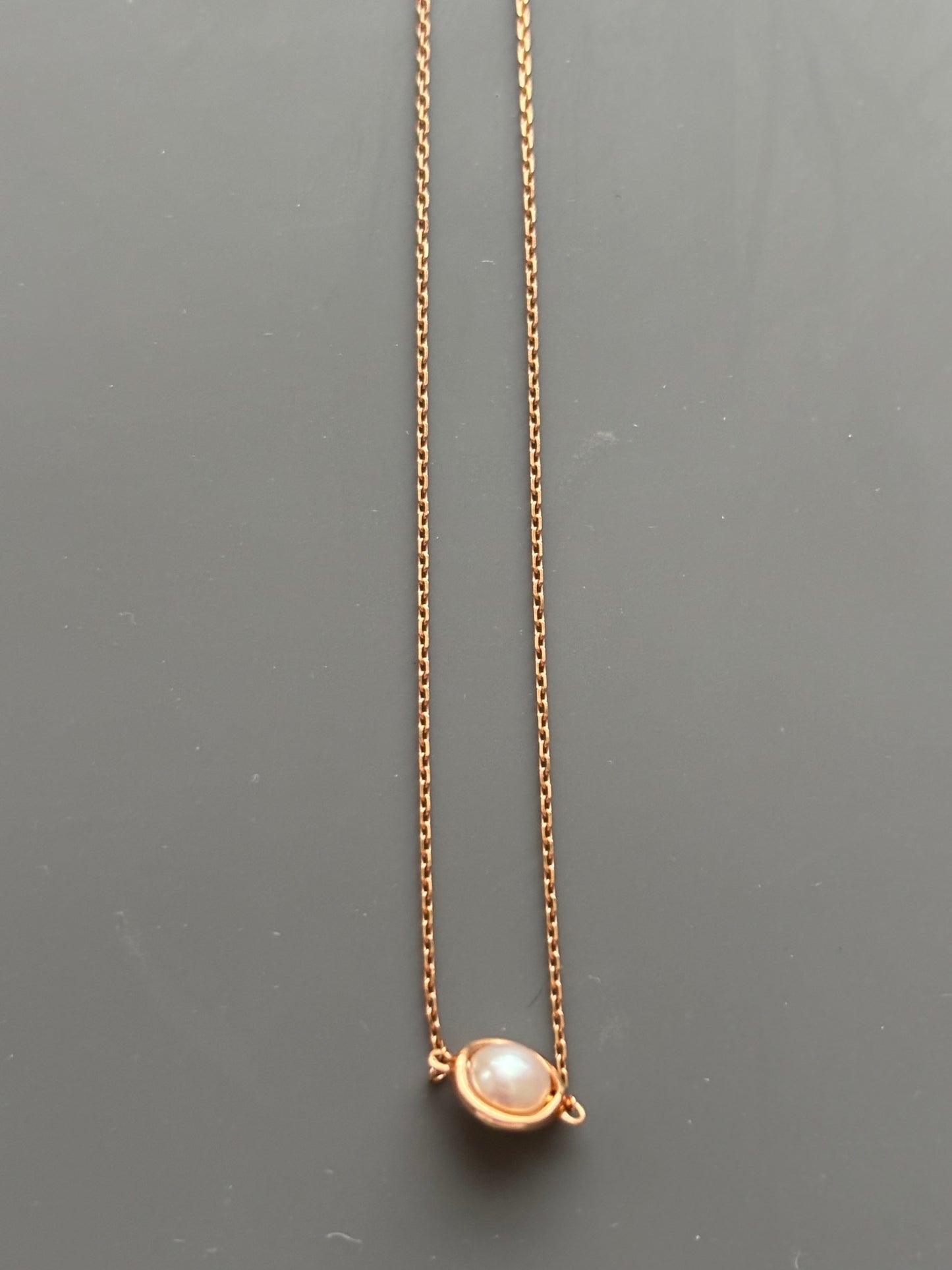 18k Rose Gold Lariat Drop Earring w/ Pearls