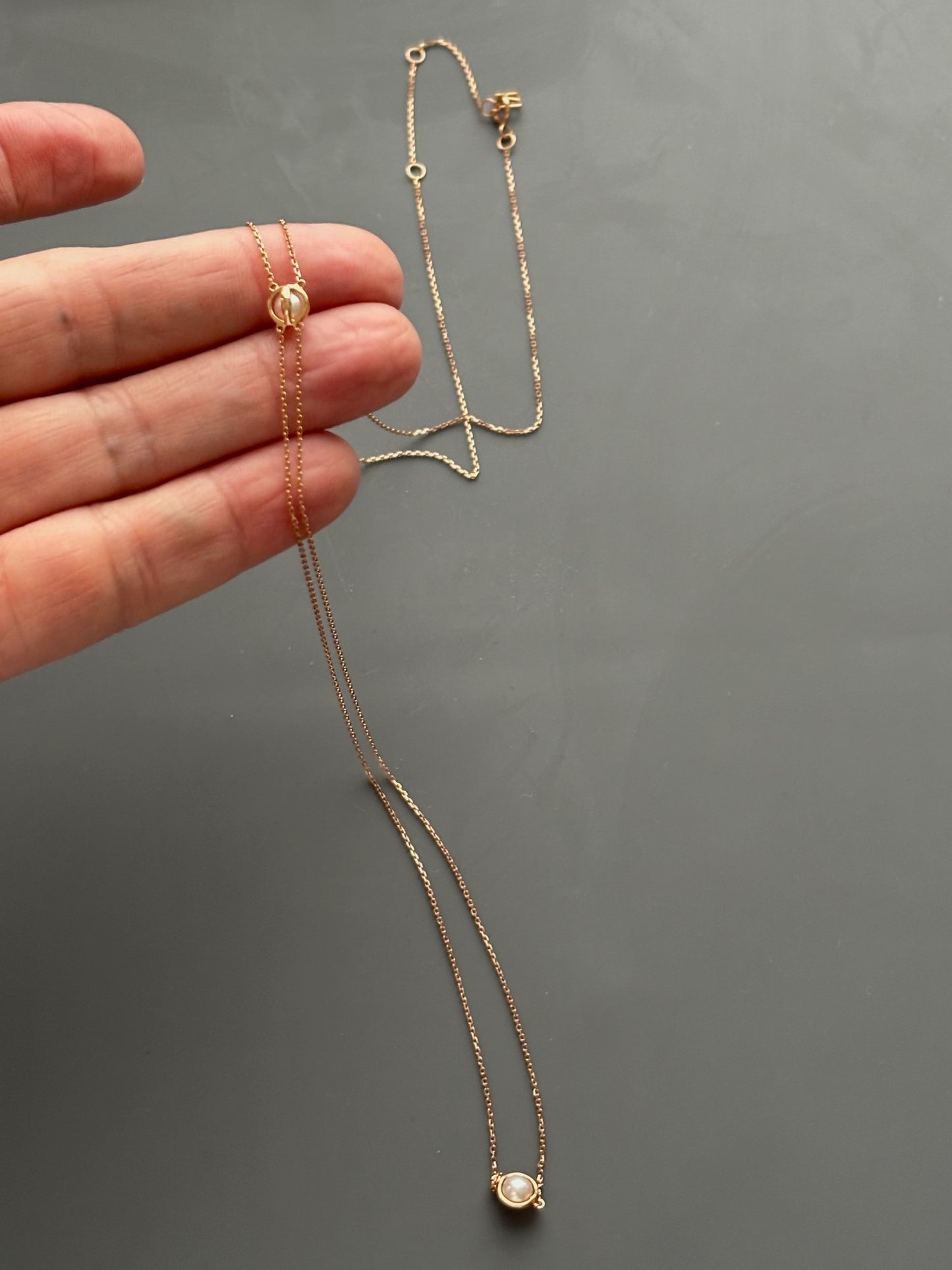 18k Rose Gold Lariat Drop Earring w/ Pearls