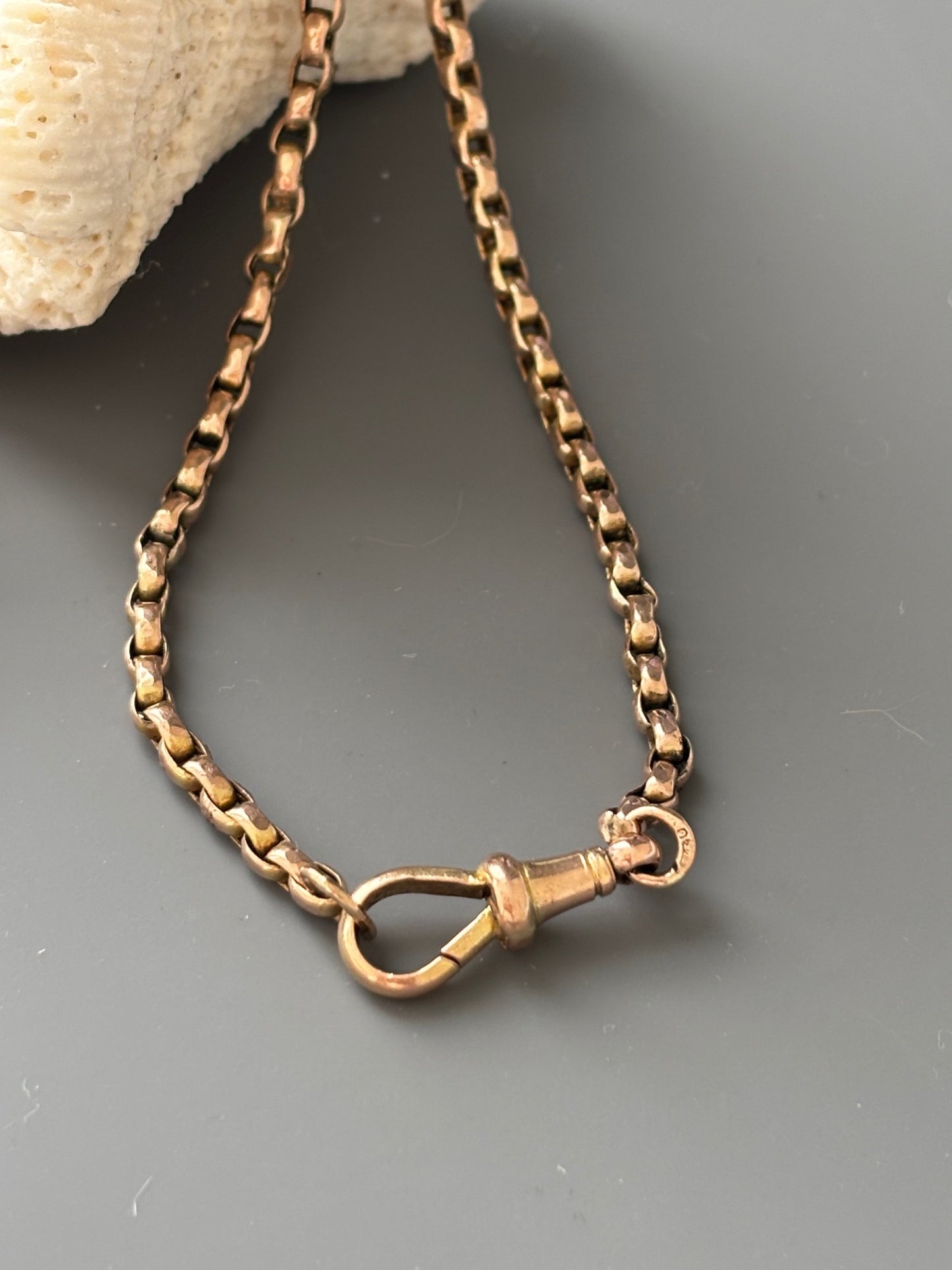 9k Gold Antique Chain Necklace w/ Removable T-Bar and Dog Clip