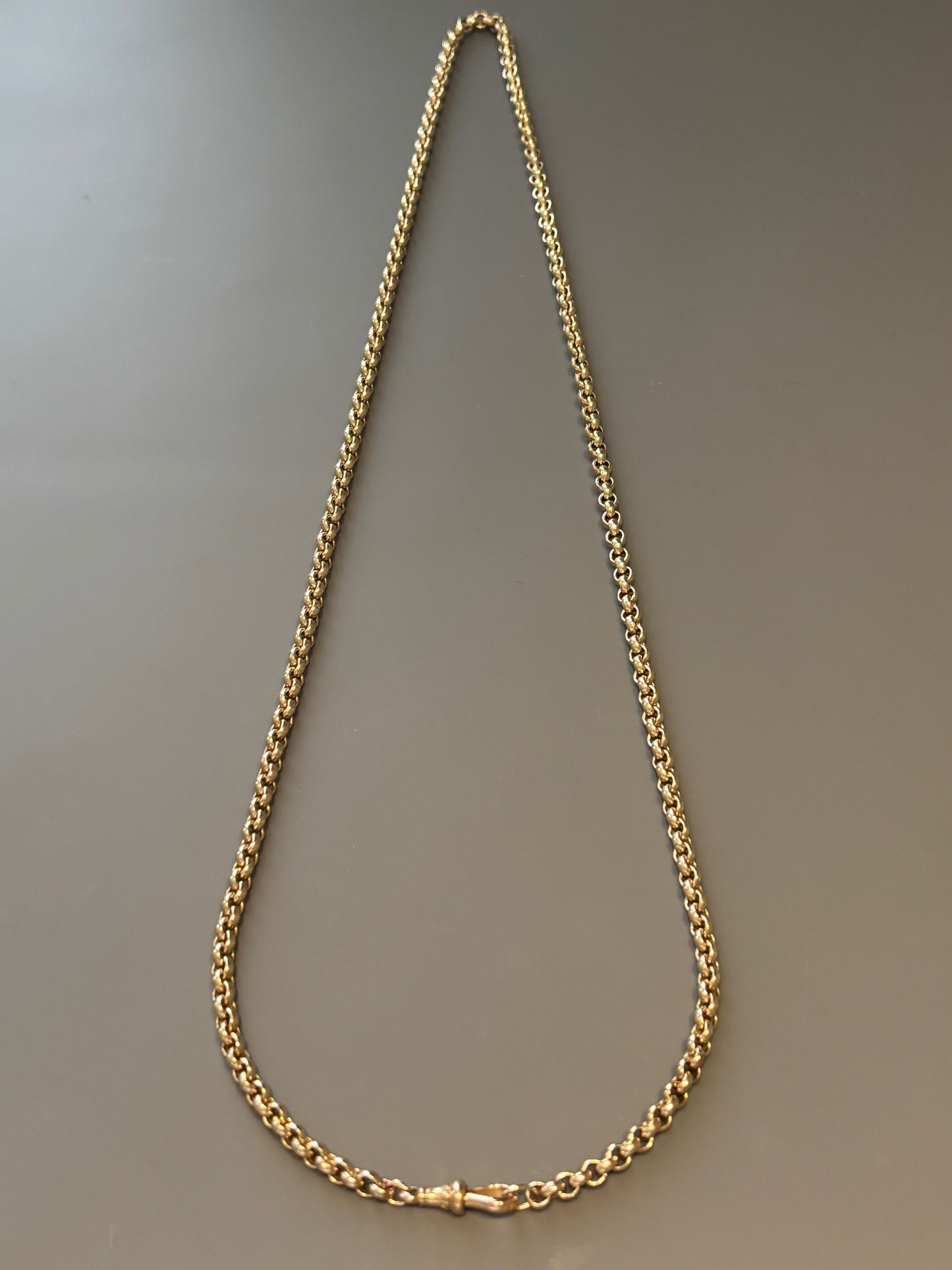 Antique 9k Gold Rolo / Belcher Chain w/ Dog Clip Closure