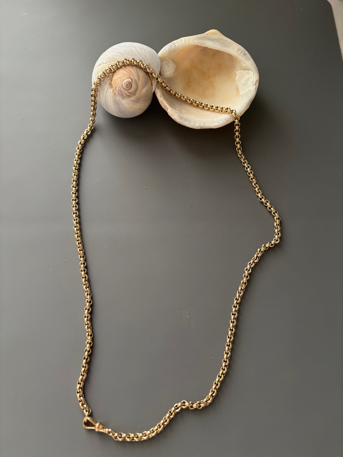 Antique 9k Gold Rolo / Belcher Chain w/ Dog Clip Closure