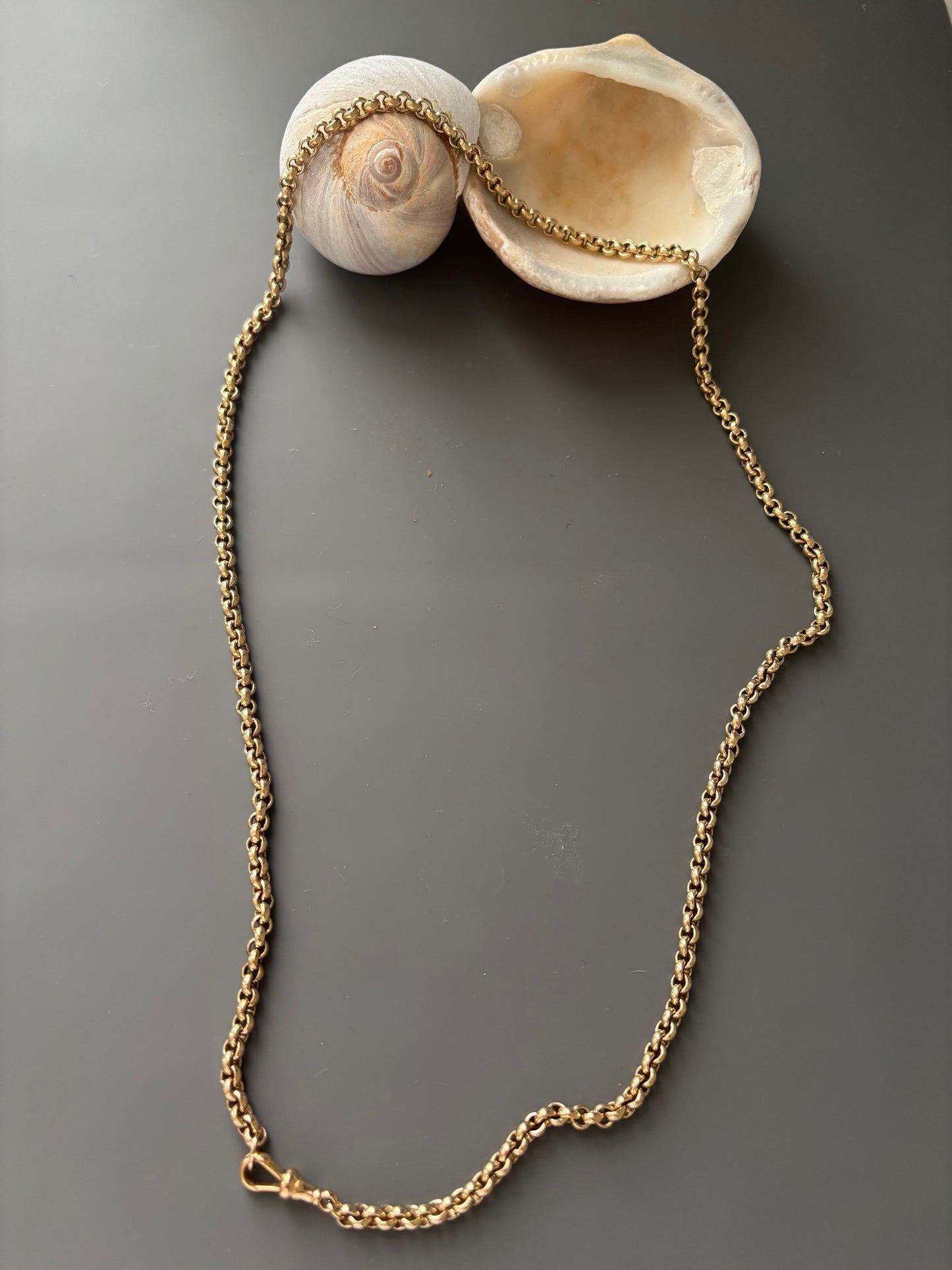 Antique 9k Gold Rolo / Belcher Chain w/ Dog Clip Closure