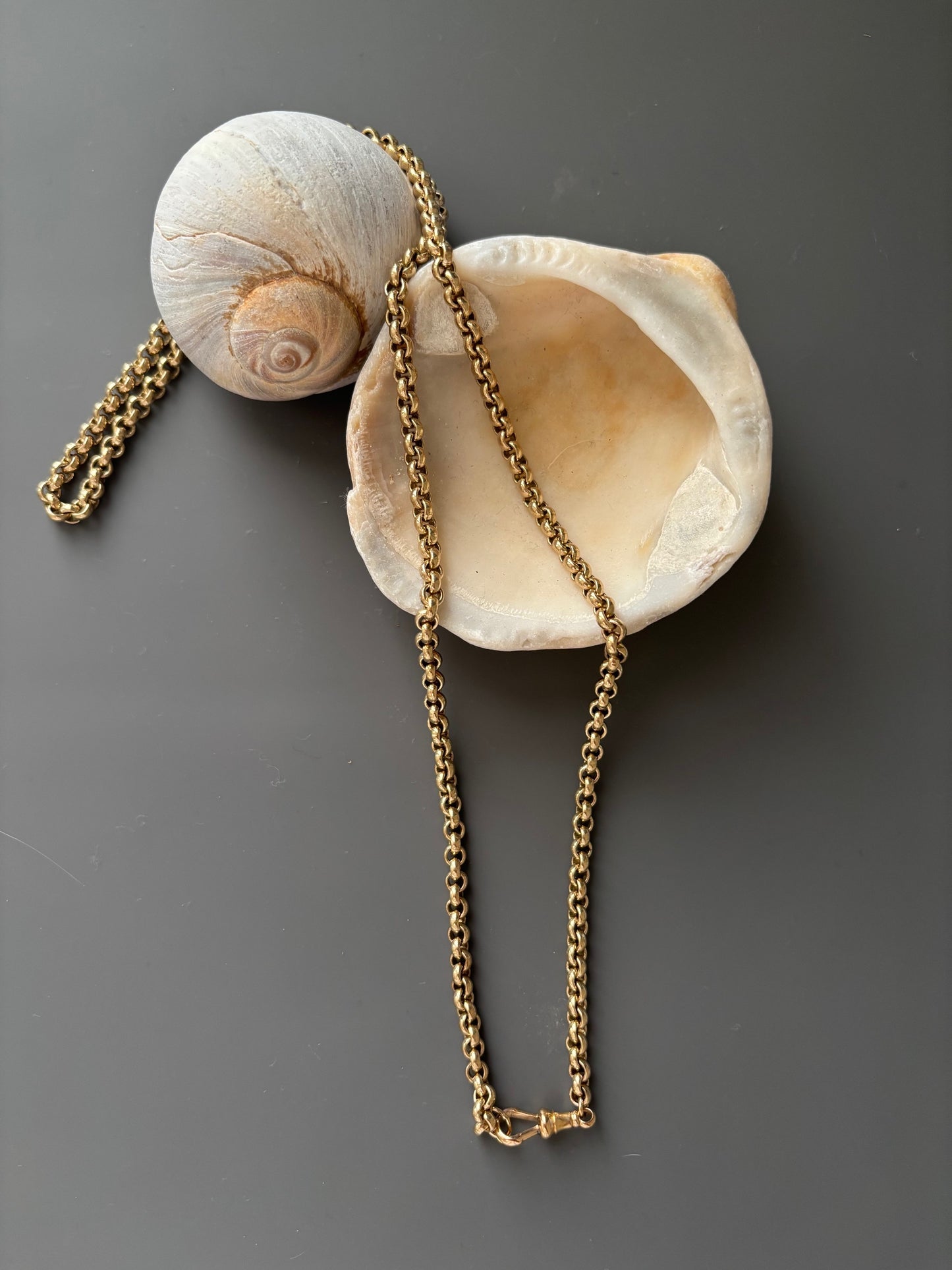 Antique 9k Gold Rolo / Belcher Chain w/ Dog Clip Closure