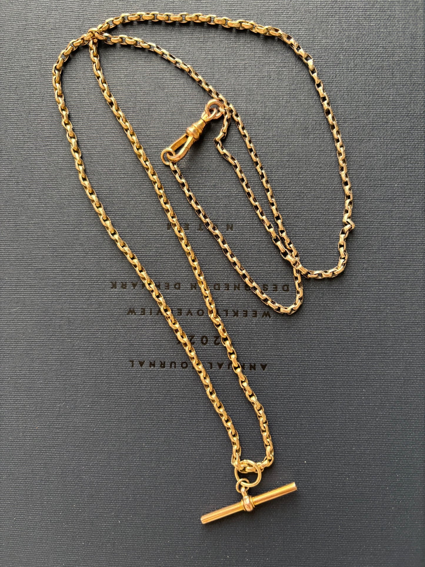 9k Gold Long Vintage Chain w/ Removable T-Bar