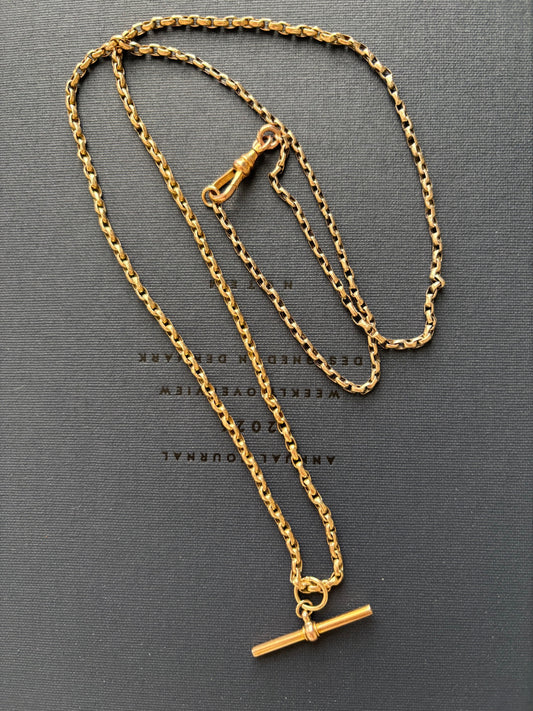 9k Gold Long Vintage Chain w/ Removable T-Bar