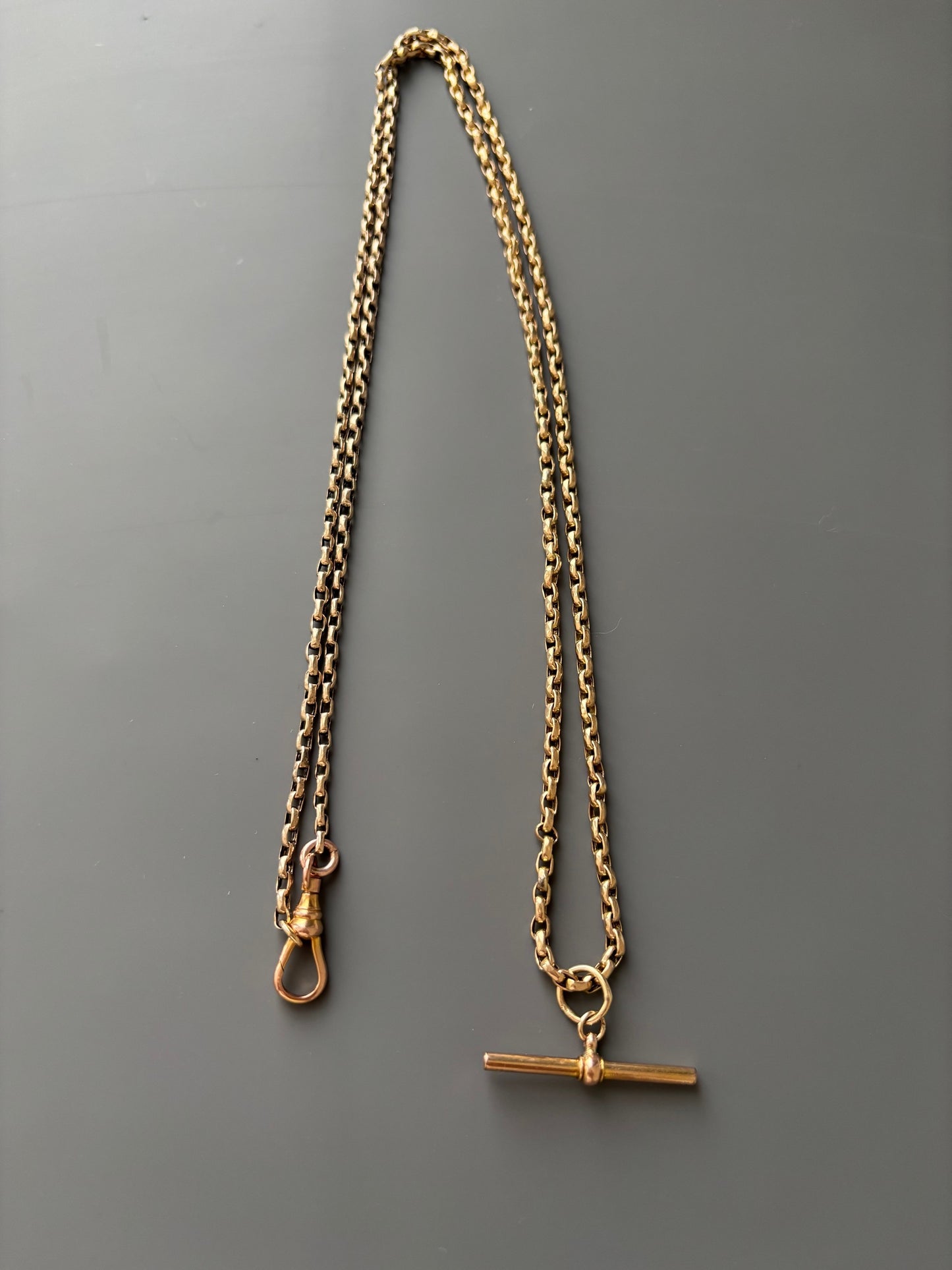 9k Gold Long Vintage Chain w/ Removable T-Bar