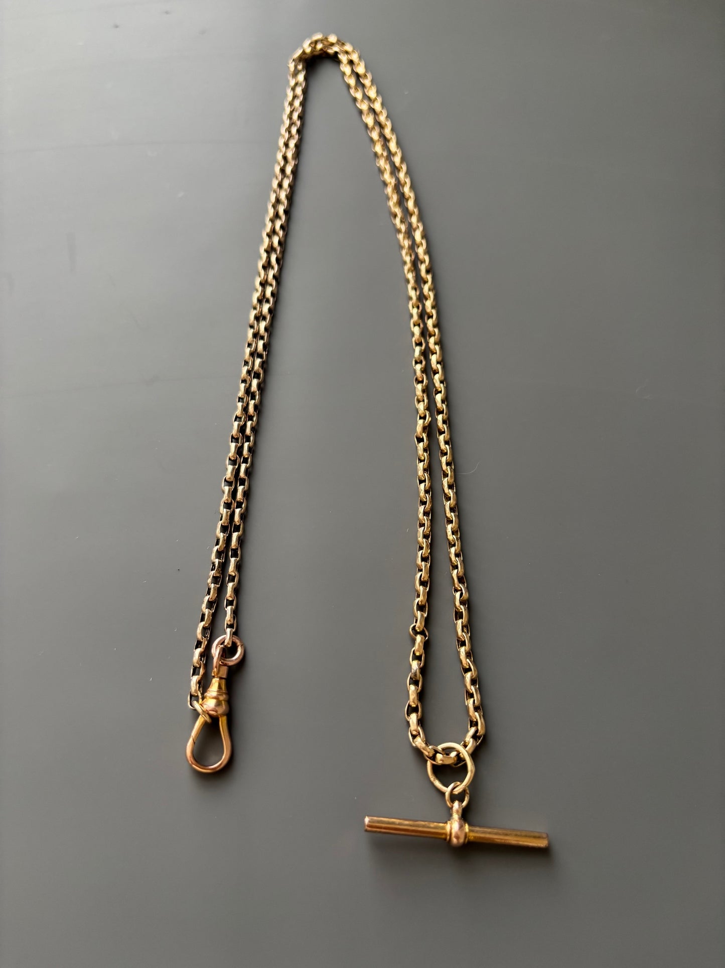 9k Gold Long Vintage Chain w/ Removable T-Bar