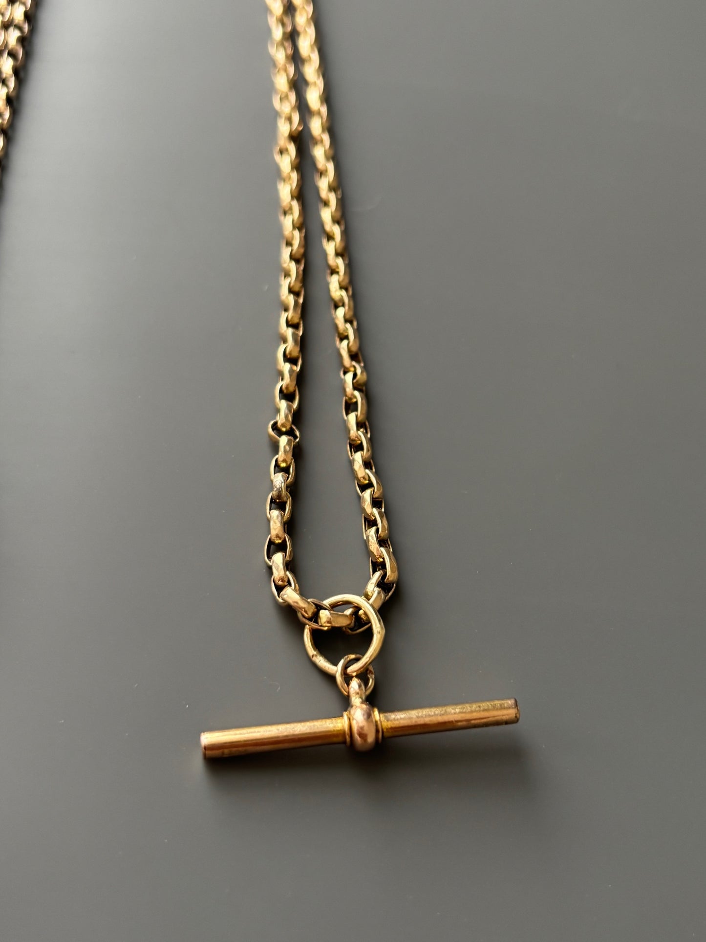 9k Gold Long Vintage Chain w/ Removable T-Bar