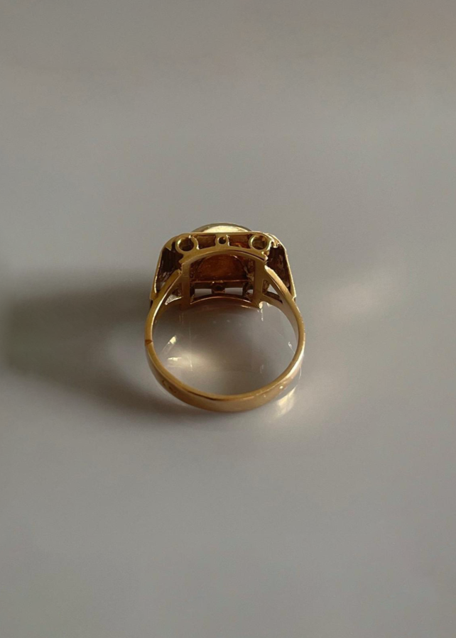 French 18ct Gold and Diamond Tank Ring