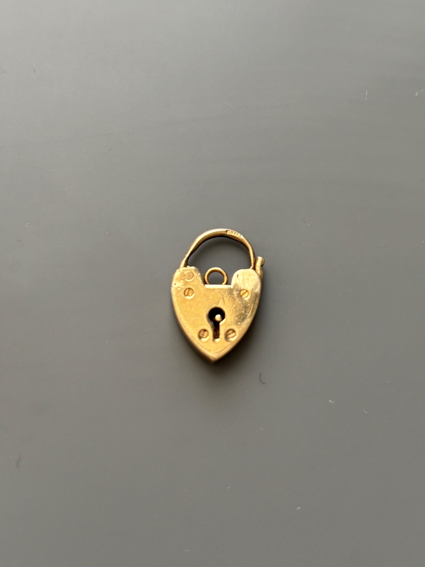 Vintage 9k Gold Heart Lock / Padlock Charm Pendant