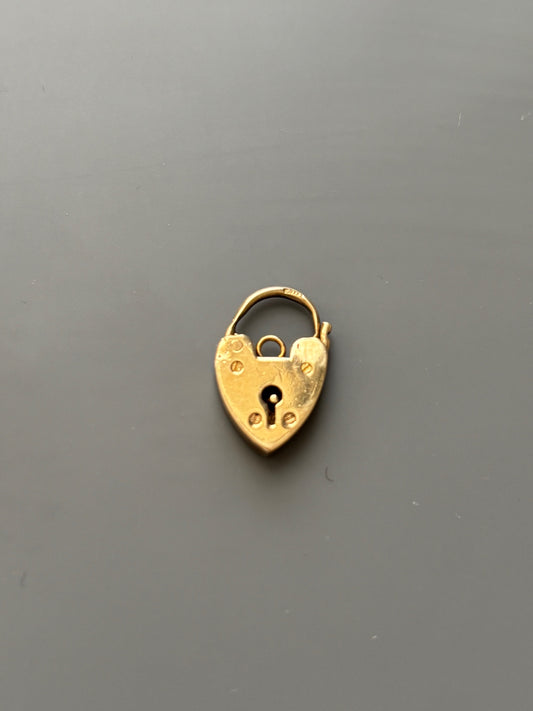 Vintage 9k Gold Heart Lock / Padlock Charm Pendant