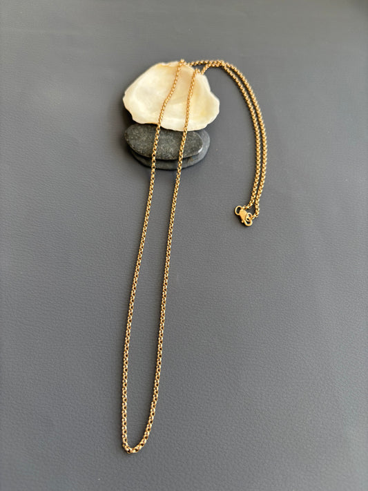 Vintage 9k Gold Long Rolo / Belcher Chain