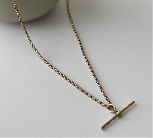 9k Gold Antique Watch Chain and T-BAR