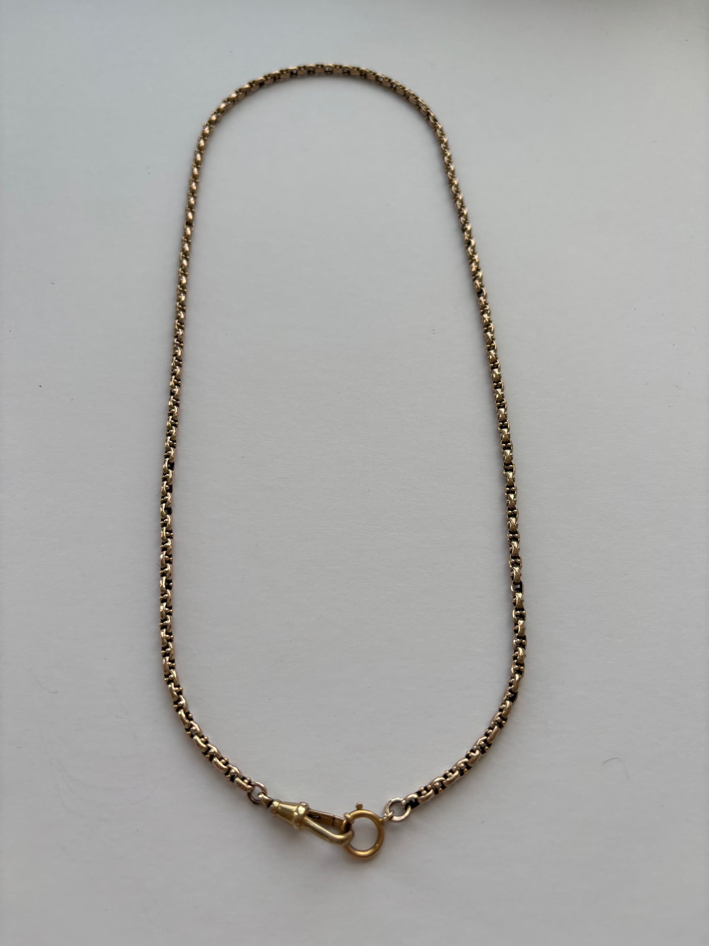 9k Gold Antique Watch Chain with Dog Clip an Bolt Ring