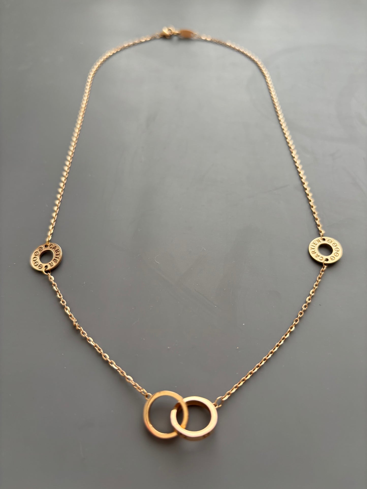 18k Interlocking Rings / Eternal Love Chain Necklace