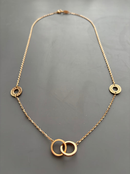 18k Interlocking Rings / Eternal Love Chain Necklace