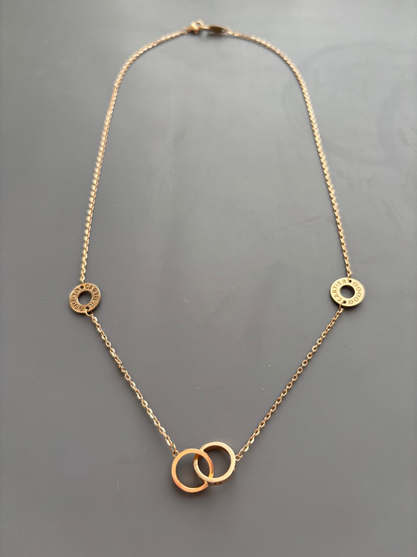 18k Interlocking Rings / Eternal Love Chain Necklace