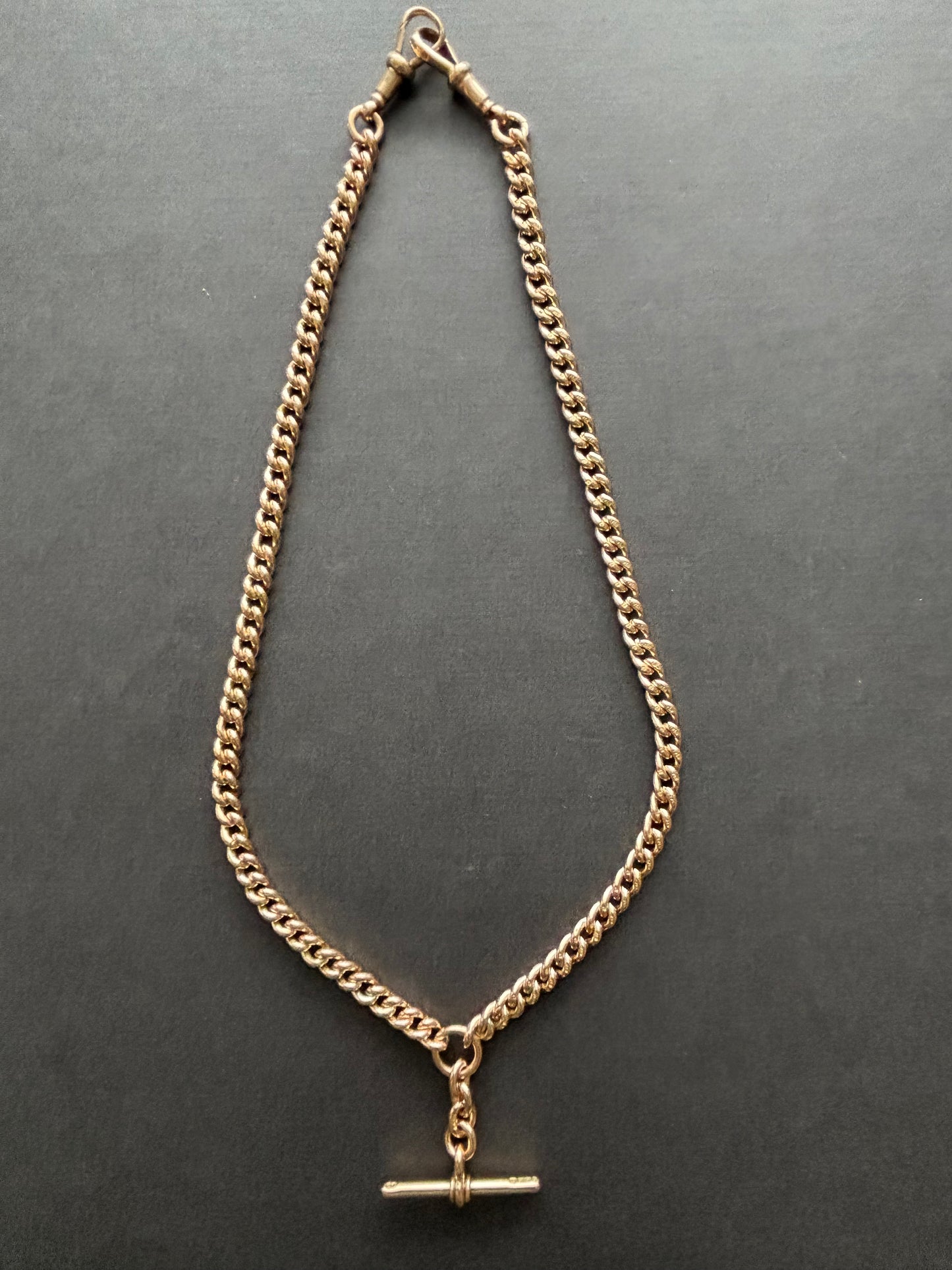 Antique 9k Gold Albert Chain with T-Bar