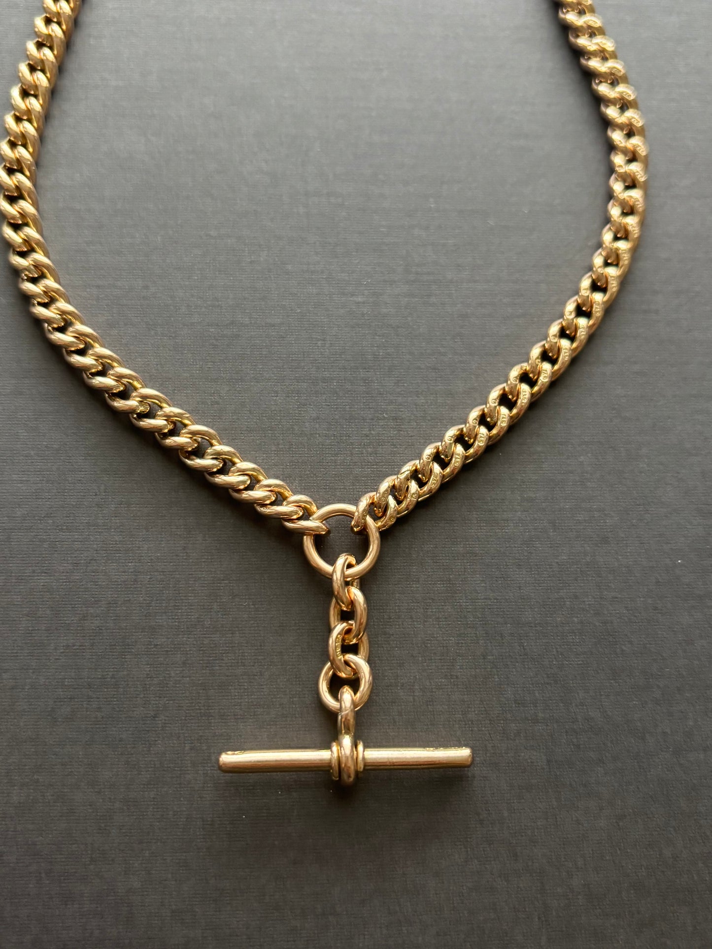 Antique 9k Gold Albert Chain with T-Bar