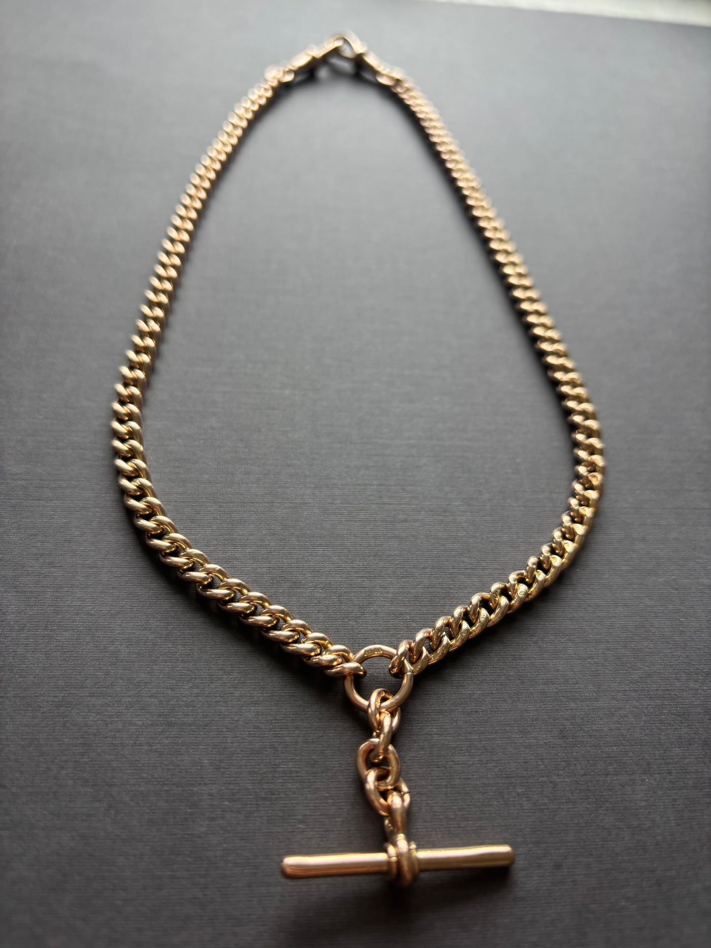 Antique 9k Gold Albert Chain with T-Bar