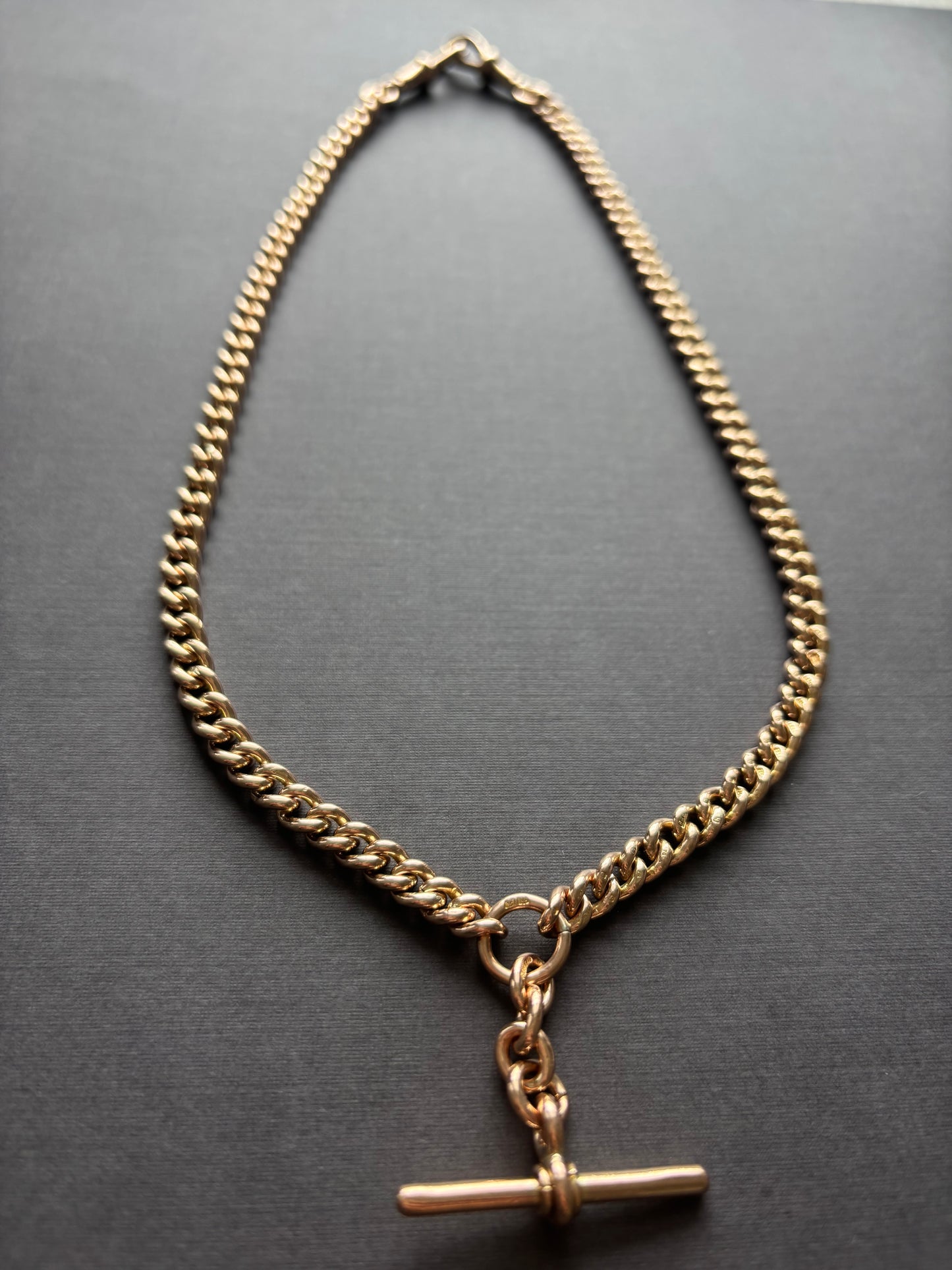 Antique 9k Gold Albert Chain with T-Bar