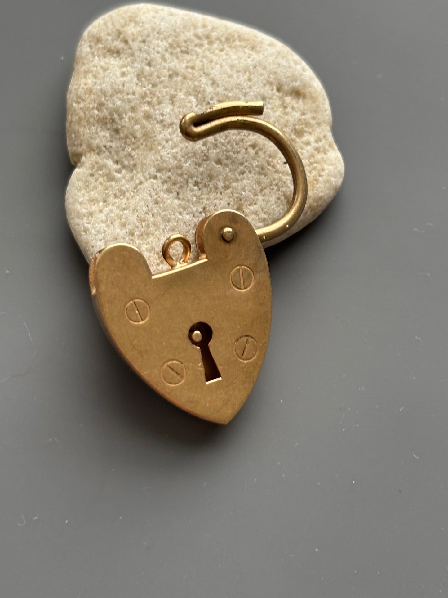 Vintage 9k Gold Large Heart Lock Charm / Pendant