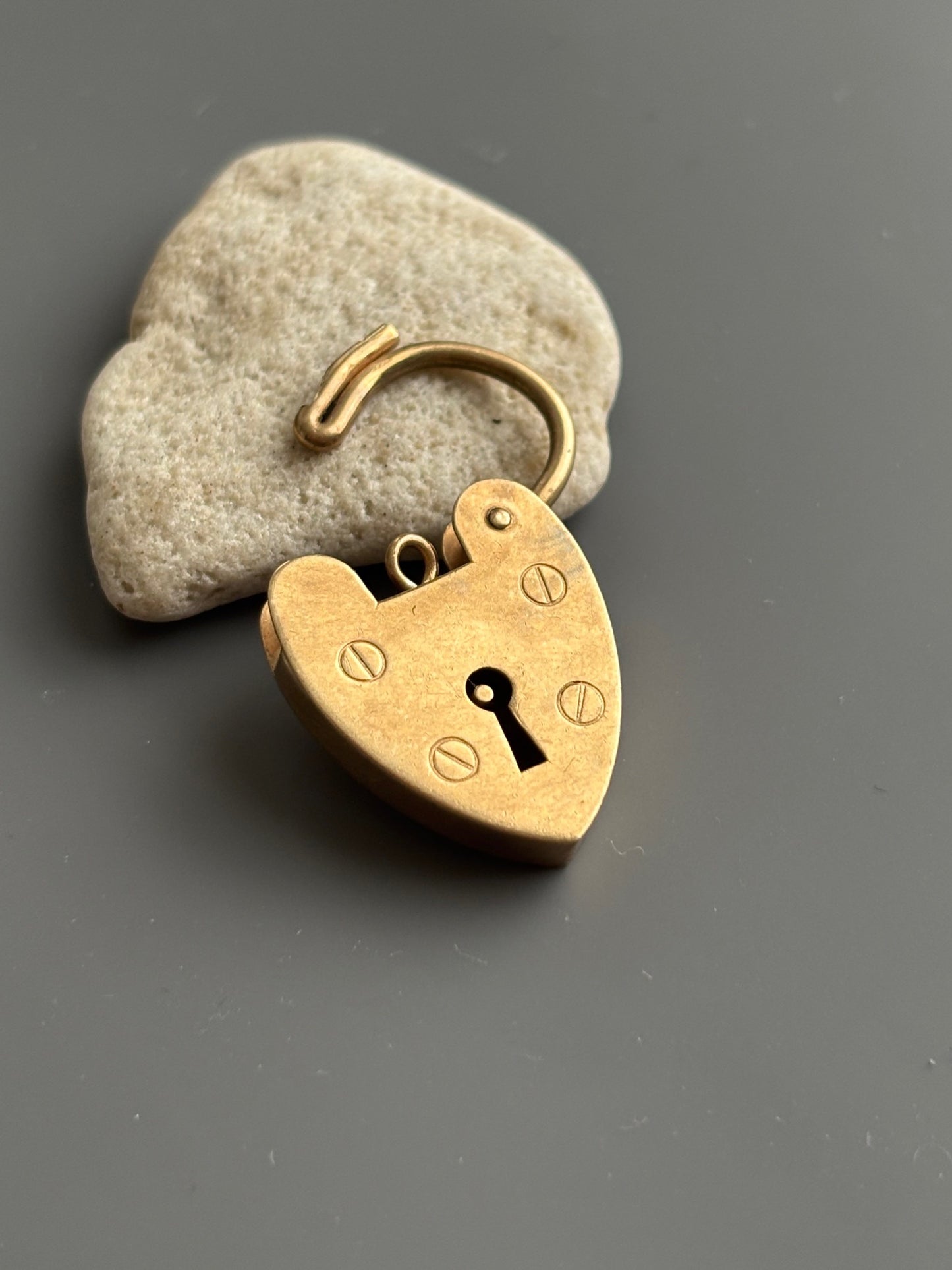 Vintage 9k Gold Large Heart Lock Charm / Pendant