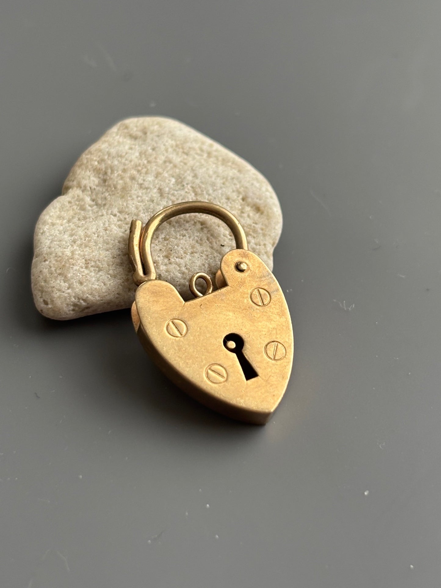 Vintage 9k Gold Large Heart Lock Charm / Pendant