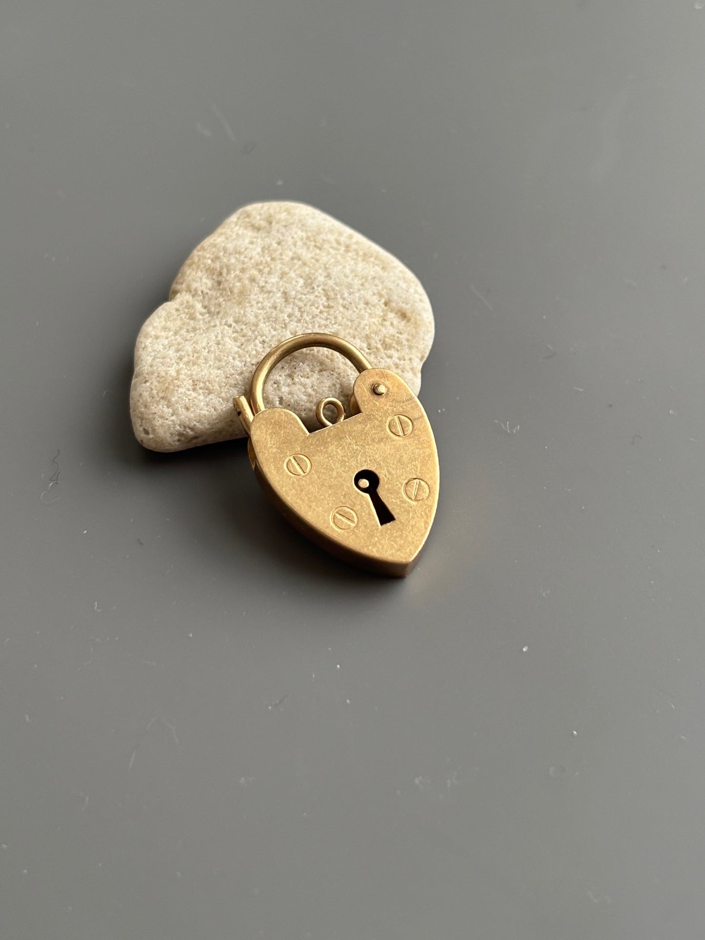 Vintage 9k Gold Large Heart Lock Charm / Pendant