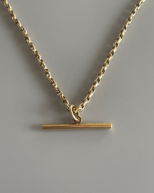 9ct / 9k Gold 1920's Antique Chain and T-Bar Pendant