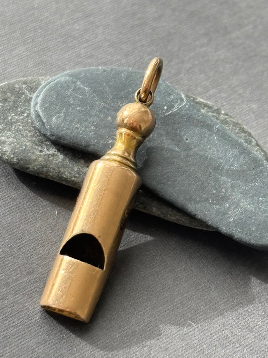 Vintage 9k Gold Whistle Charm Pendant