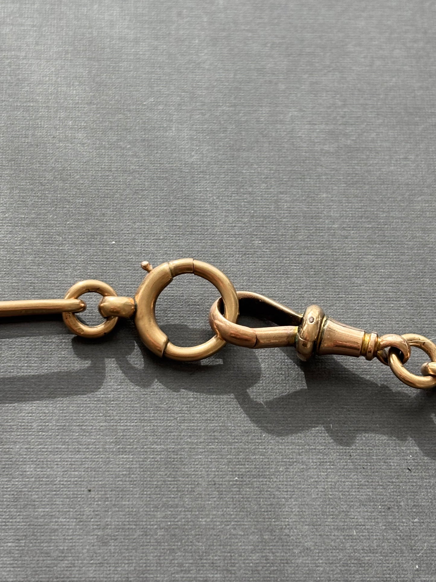 9k Gold Trombone Link Albert  Watch Chain Necklace