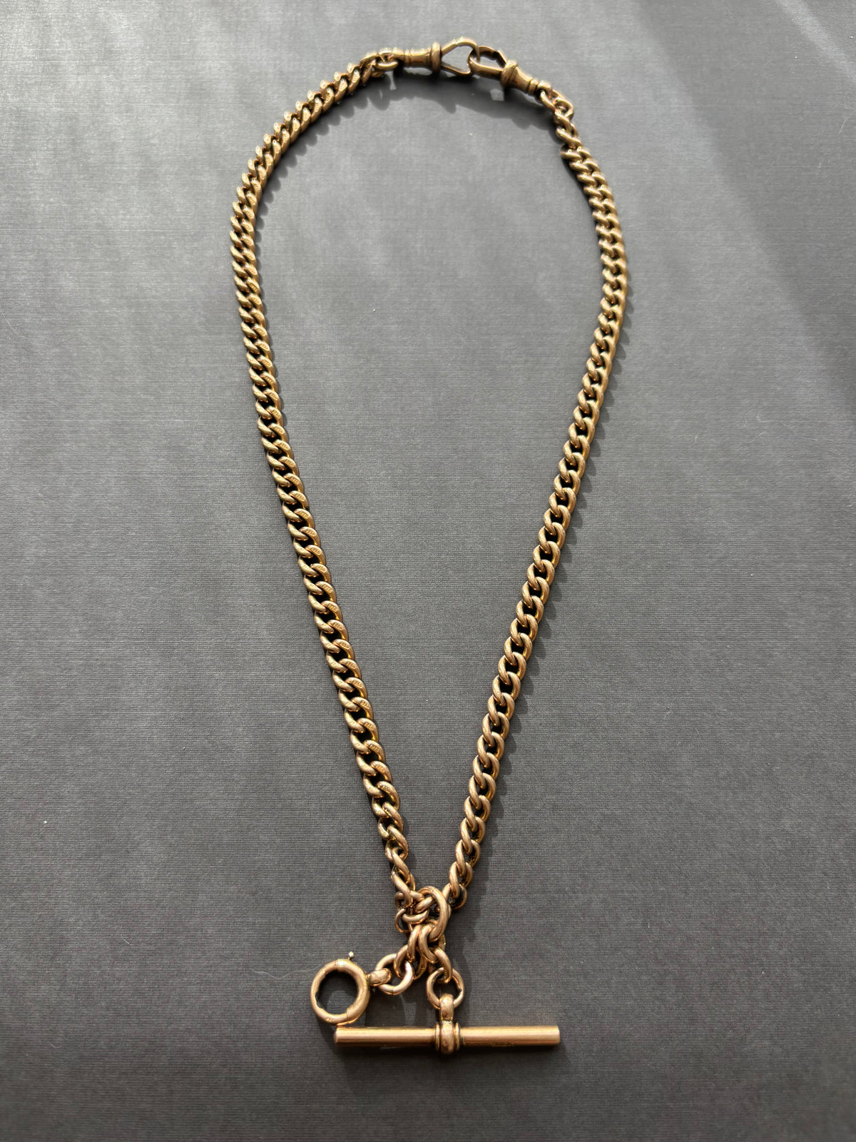 Vintage 9k Gold Antique Curb Watch Chain Necklace
