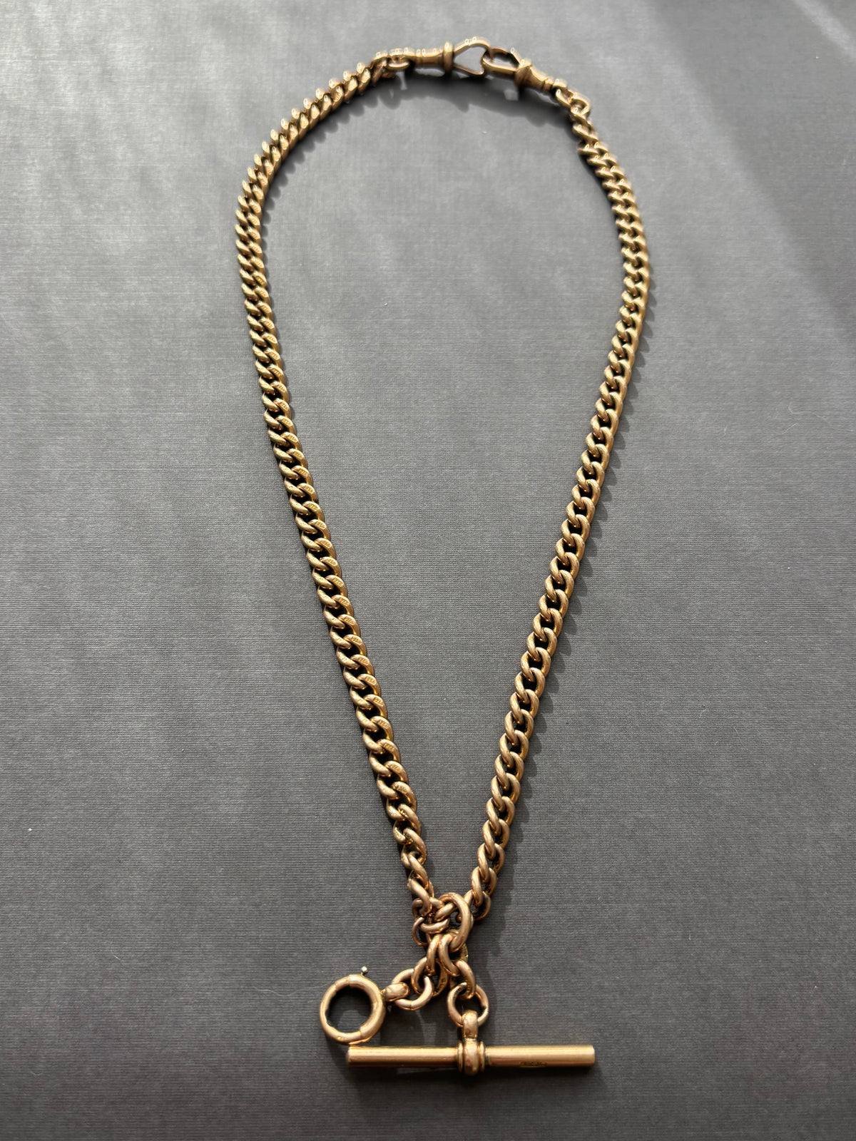 Vintage 9k Gold Antique Curb Watch Chain Necklace